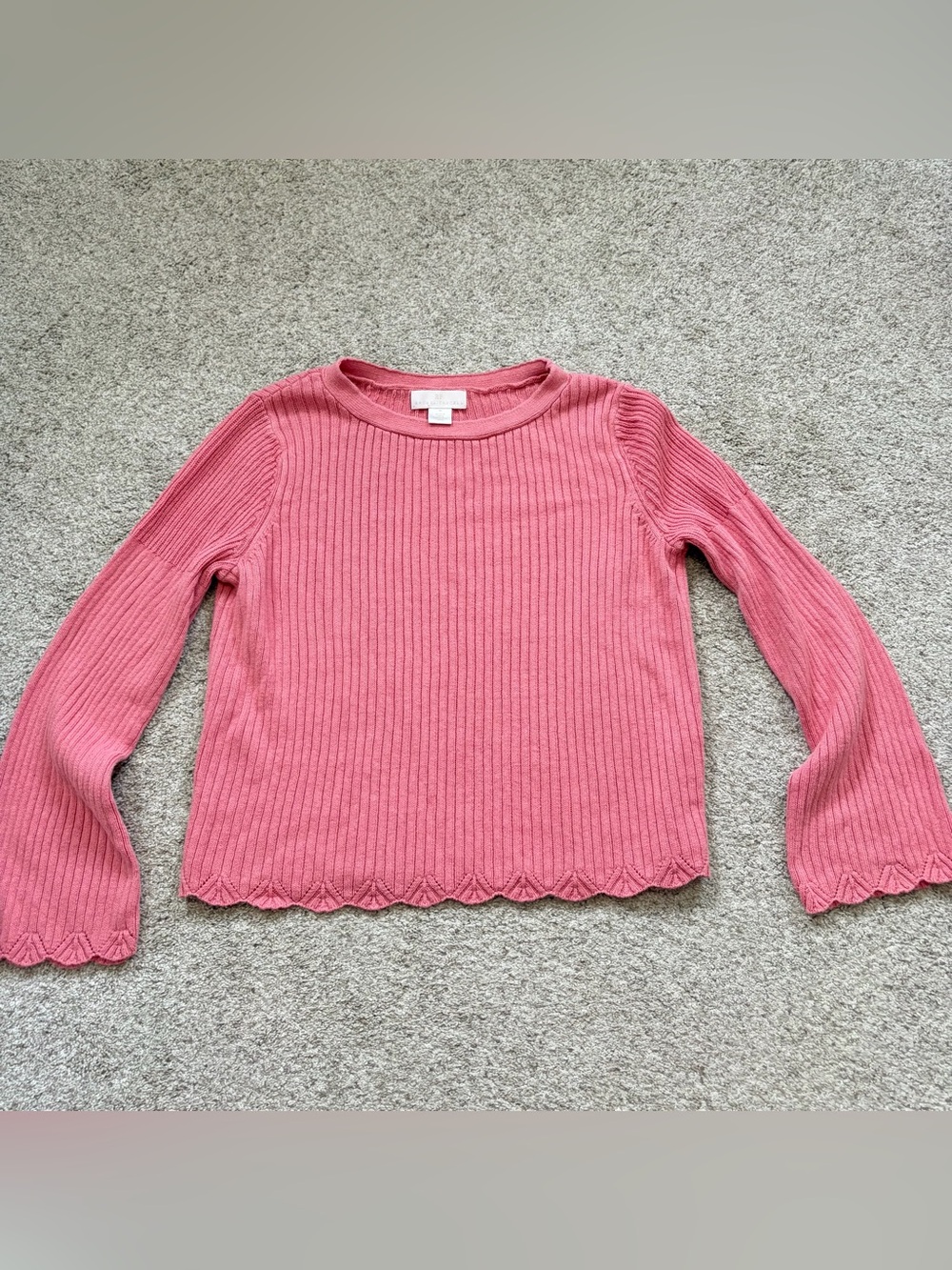 Pink bell sleeve ribbed sweater women’s medium women linen blend barbie